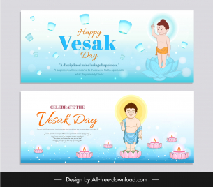 vesak festival banner templates collection cute cartoon