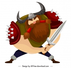 viking knight icon sword weapon sketch cartoon character