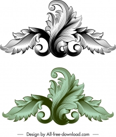 vintage baroque template elegant 3d leaf sketch