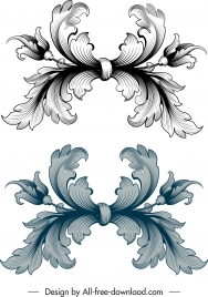 vintage baroque template symmetrical flora sketch