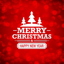 vintage christmas typography on red blurred background