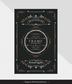 vintage frame template dark classic symmetric shapes