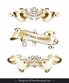 vintage ribbon template dynamic 3d classic