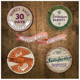 vintage round labels of product quality certification