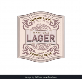 vintage sticker lager bottle template symmetric elegance