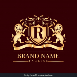 vintage style lion brand logo elegant symmetric design