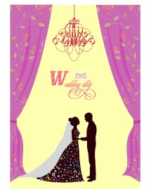 violet curtain decoration wedding card