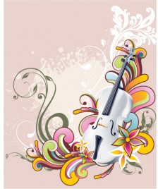 Violin with flora art background