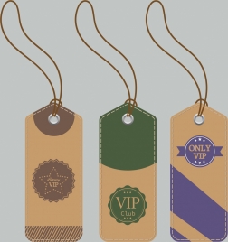 vip tag templates classical colored decor vertical design