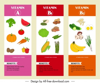 vitamin infographic templates colorful handdrawn vegetables fruit sketch