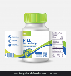 vitamins bottle packaging template dynamic fish curves