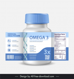 vitamins bottle packaging template realistic modern molecule decor