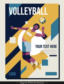 volley ball poster athlete sketch colorful classic design