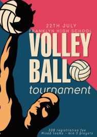 volleyball tournament advertisement player icon texts decor