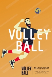 volleyball tournament banner player icon colored cartoon design