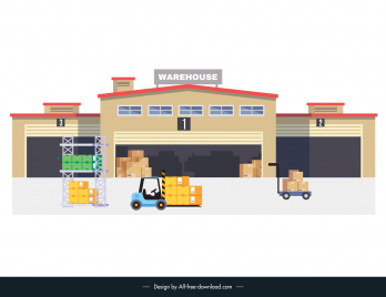 warehouse logistics design elements modern design architecture forklift goods outline