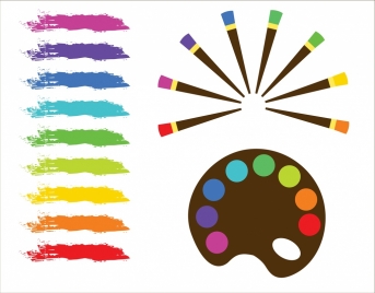 water color codes samples colorful grunge brush icons