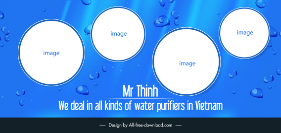 water purifiers banner poster template modern elegant flat circle waterdroplets decor