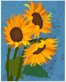 watercolor drawing sunflower picture