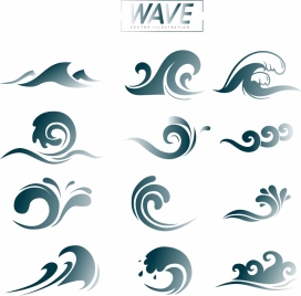 wave design elements curved lines decoration