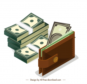 wealth design elements cash wallet sketch 3d design