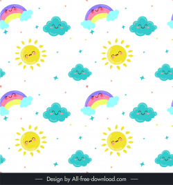 weather pattern template cute stylized sun cloud rainbow