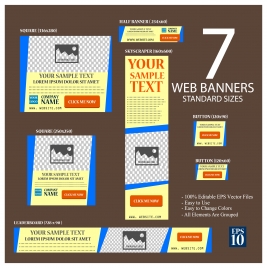web banners sets illustration with seven standard sizes