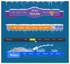 website interfaces with winter background design