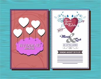 wedding card design hearts and arrow decoration style