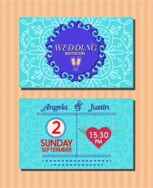 wedding card design vignette design in blue