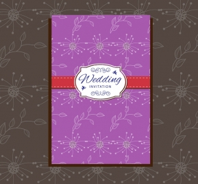 wedding card design violet classical flowers pattern