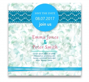 wedding card design with abstract blue background