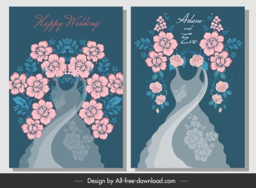 wedding card template elegant bride dress floral decor