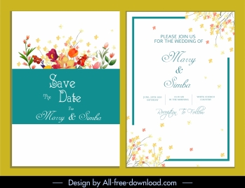 wedding card template elegant bright colorful floral decor