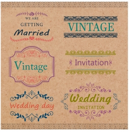 wedding card templates design with vintage style