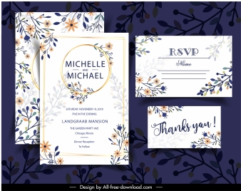 wedding card templates elegant classical colorful flat floral