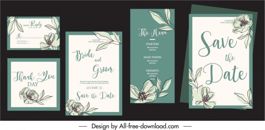 wedding card templates handdrawn botany decor