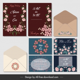 wedding cards envelopes templates classical formal botany decor