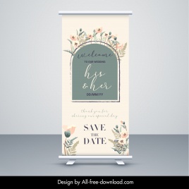 wedding day event banner template classical floral roll up