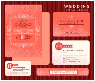 wedding invitation card design with orange bokeh background