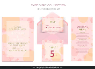 wedding invitation card sets elegant pink round bubbles