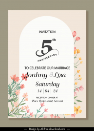 wedding invitation card template elegant flat flowers decor
