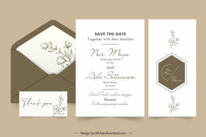 wedding invitation card templates elegant retro flower decor