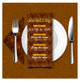 wedding menu vector design with retro style