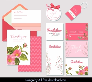 wedding templates cute pink white floral decor