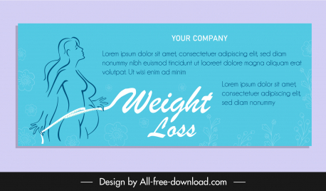 weight loss concept banner woman body sketch handdrawn design
