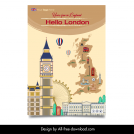 welcome to london advertising poster template city symbols elements design
