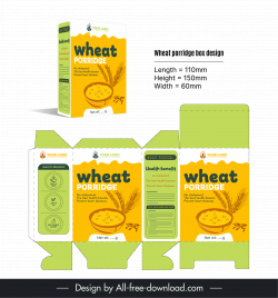 wheat porridge box packaging template elegant flat 3d