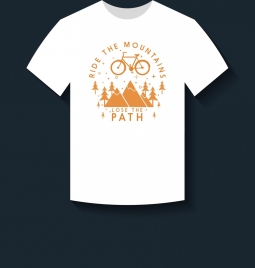 white tshirt design mountain bike icons decoration