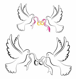 White Wedding Doves with Rings